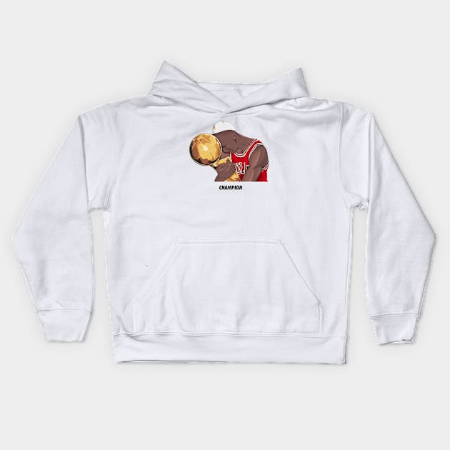 Michael Jordan First Championship Kids Hoodie by Sgt_Ringo